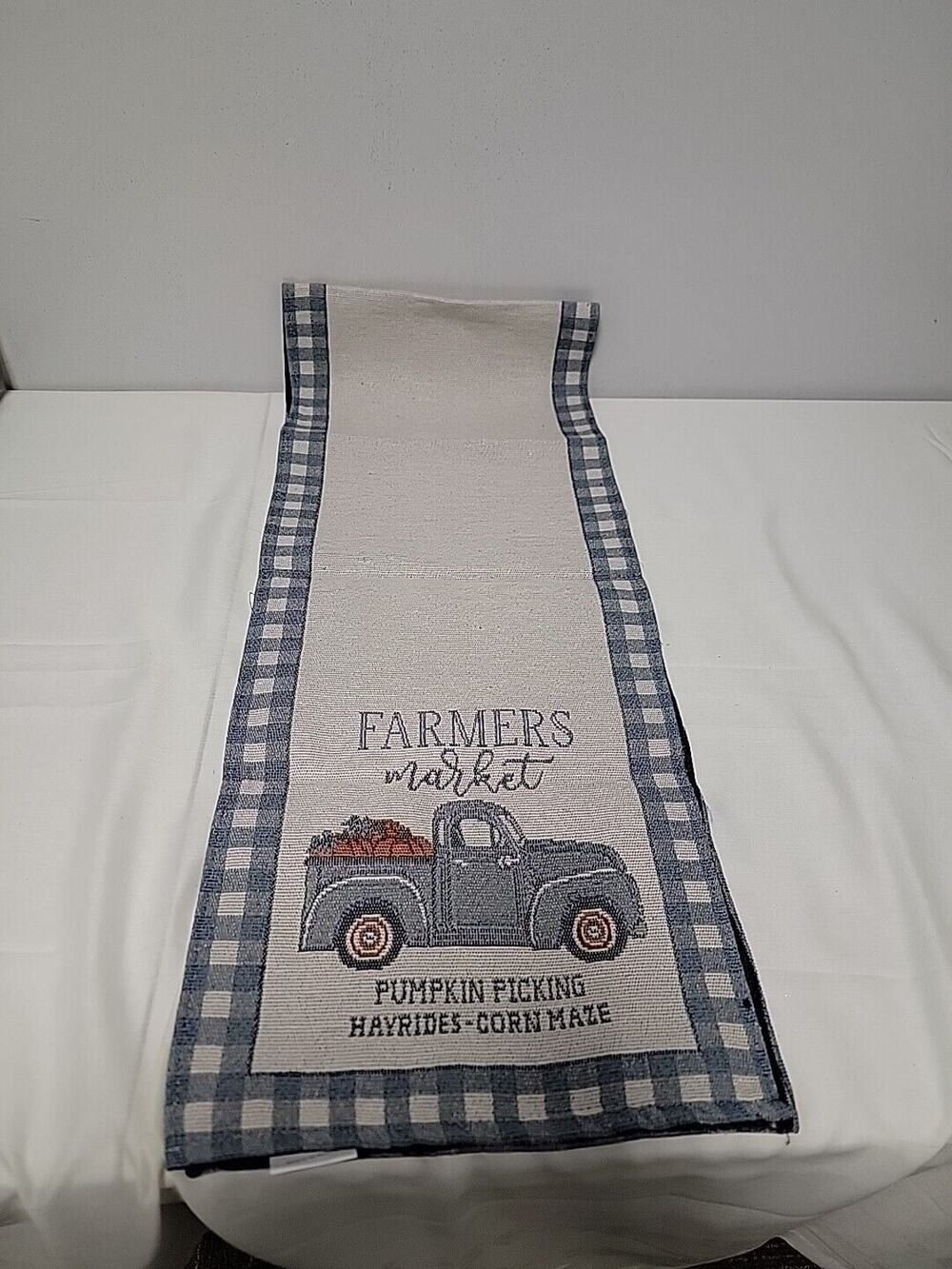 Farmers Market Pumpkin Picking Harvest Corn Maze Fall Table Runner 67"